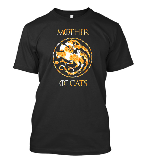 Mother Of Cats Floral Dragon Emblem T-Shirt