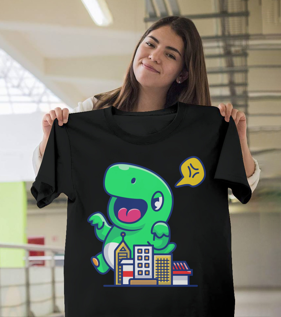 Angry Dinosaur Rampages Through City Buildings T-Shirt