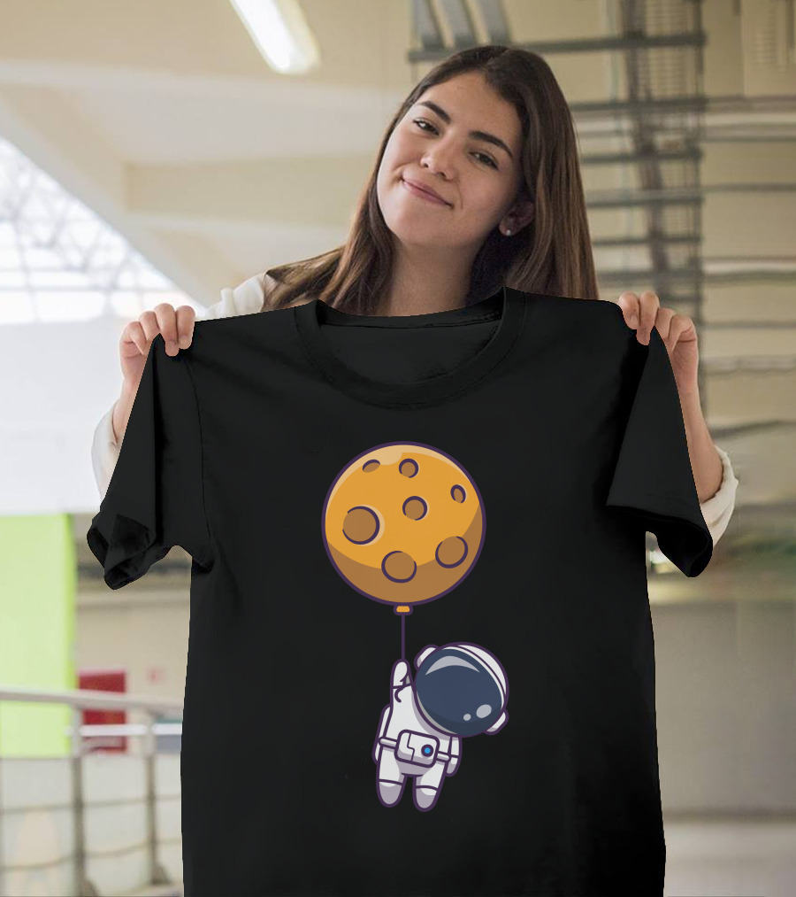 Floating Astronaut with Moon Balloon T-Shirt