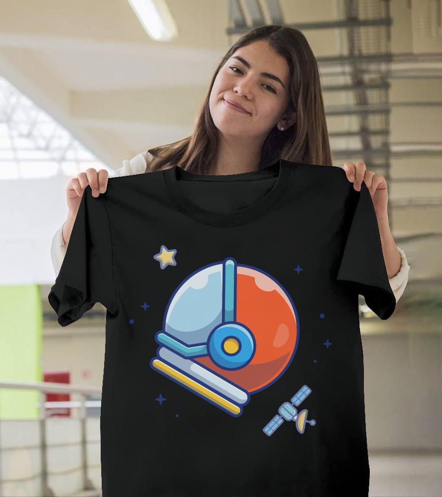 Astronaut Helmet with Satellite and Stars T-Shirt