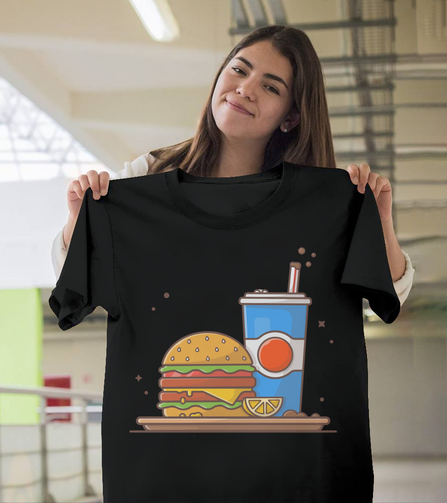 Burger and Soda with Lemon Slice T-Shirt