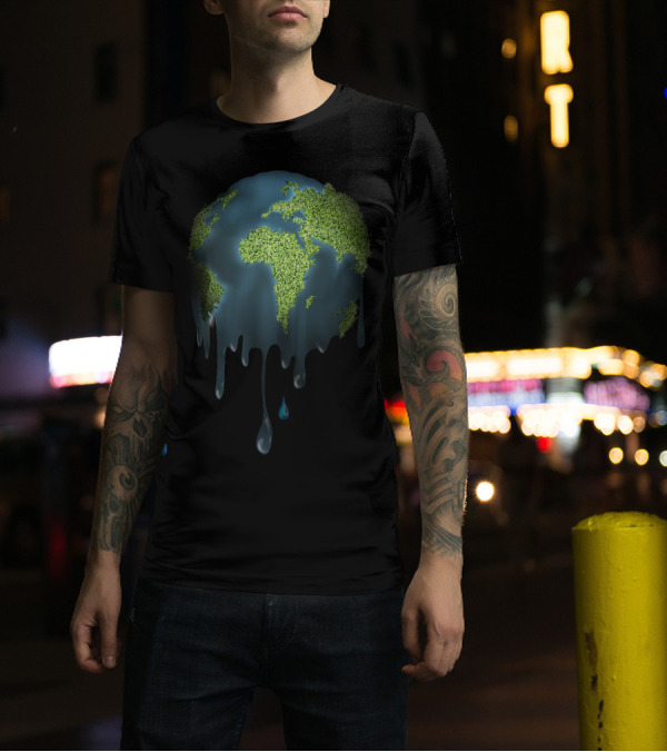 Melted Earth Vector Melting Planet Dripping T-Shirt