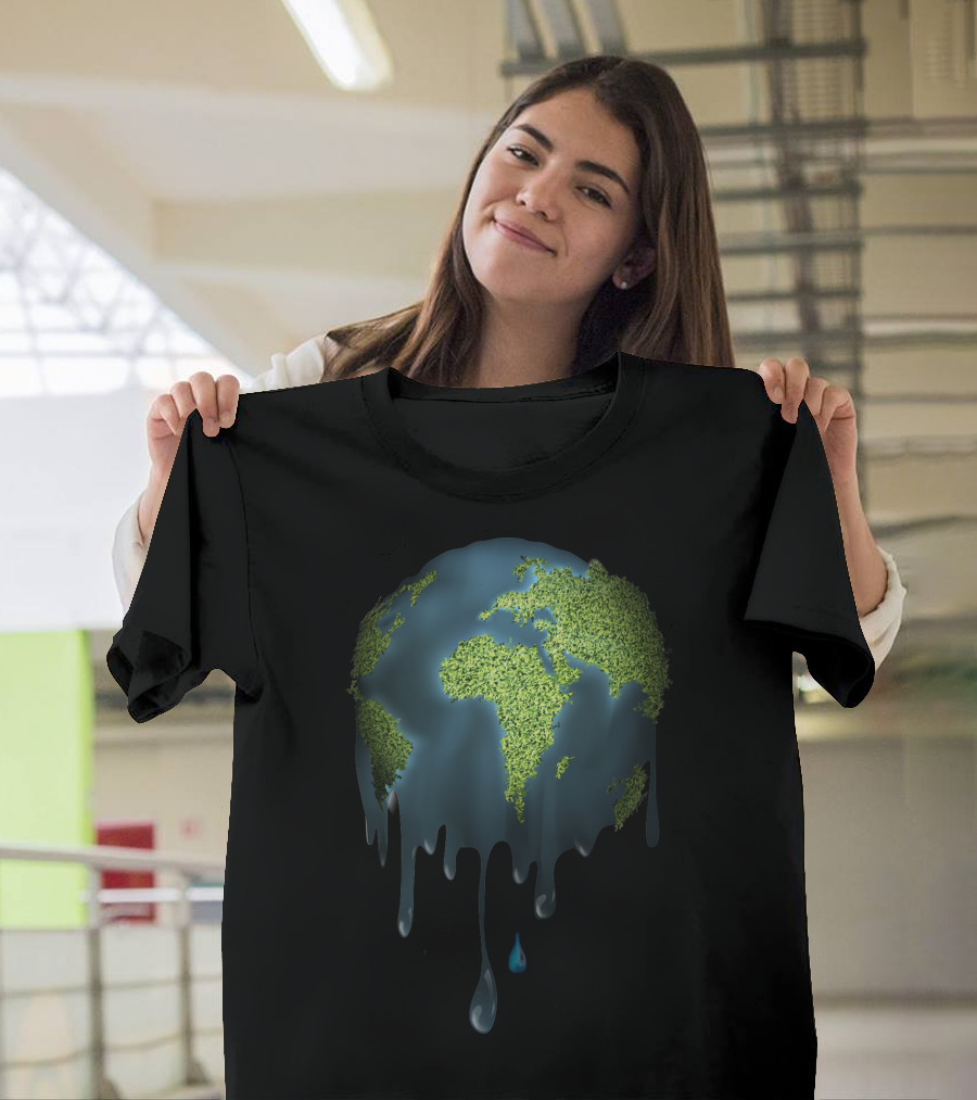 Melted Earth Vector Melting Planet Dripping T-Shirt