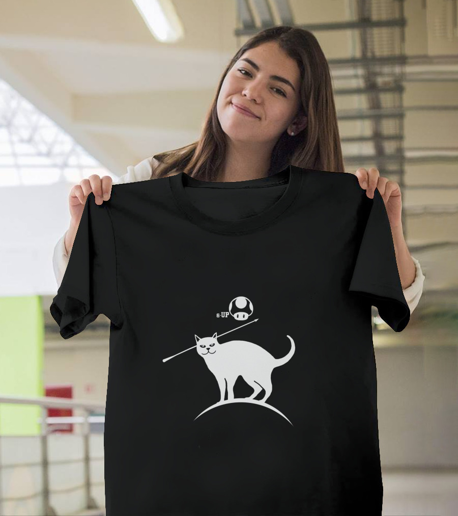 6 Lifes Cat with 1-UP Mushroom T-Shirt