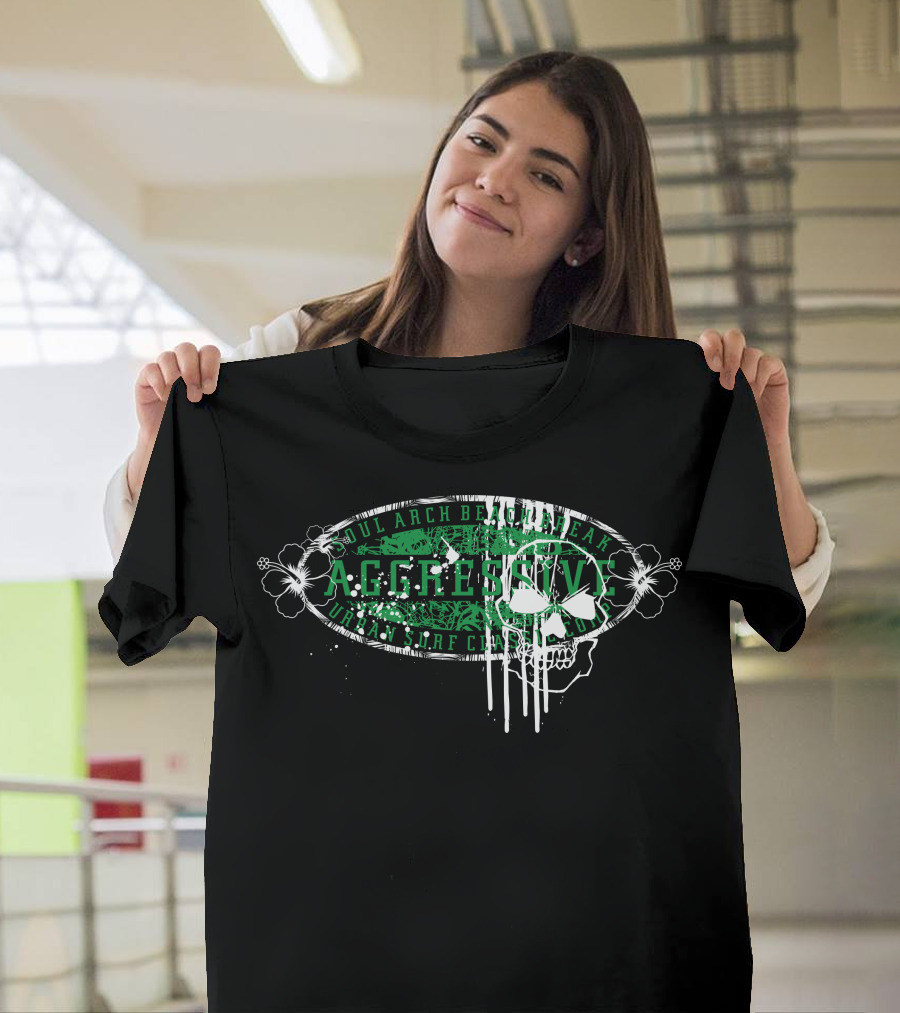 Aggressive Skull Urban Surf Club Soul Arch Beach Break T-Shirt