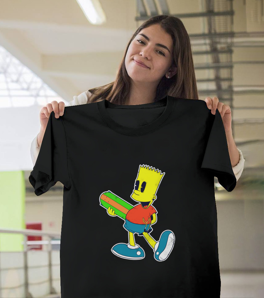 Bart Pop Cartoon Mashup Walking with Candy Popsicle T-Shirt