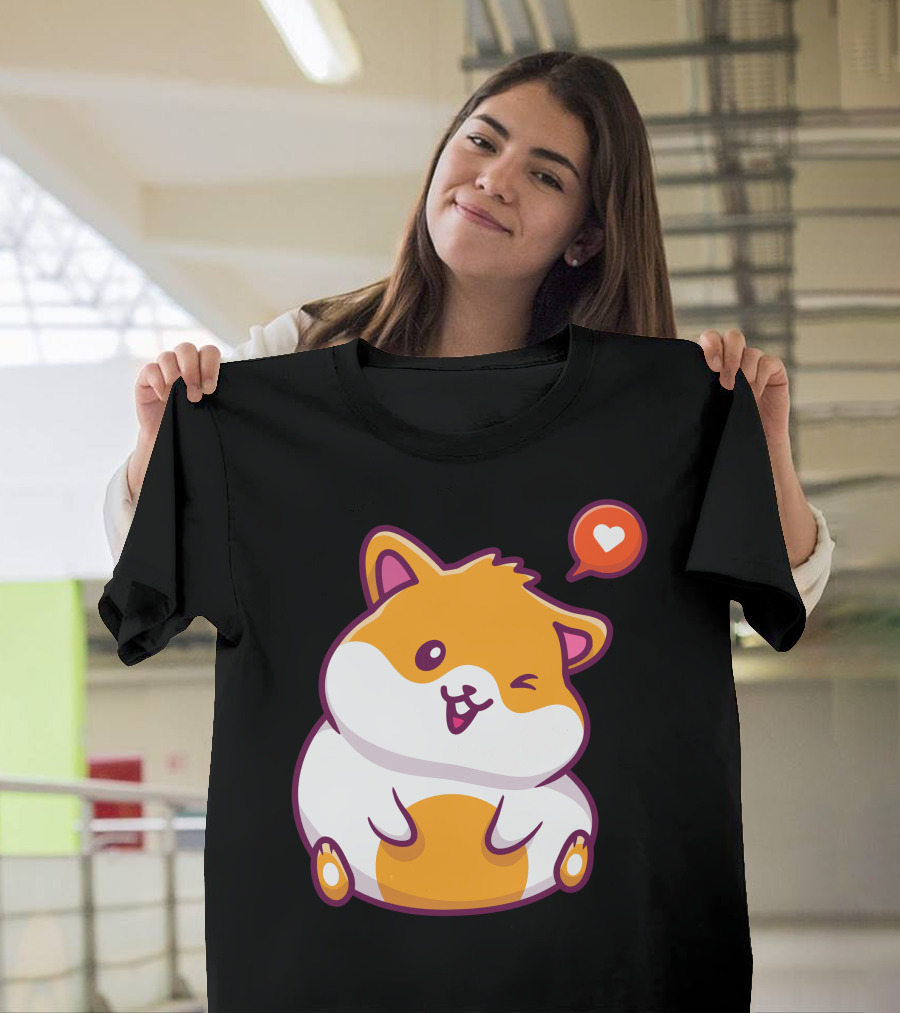 Cute Hamster Sitting with Heart Bubble T-Shirt