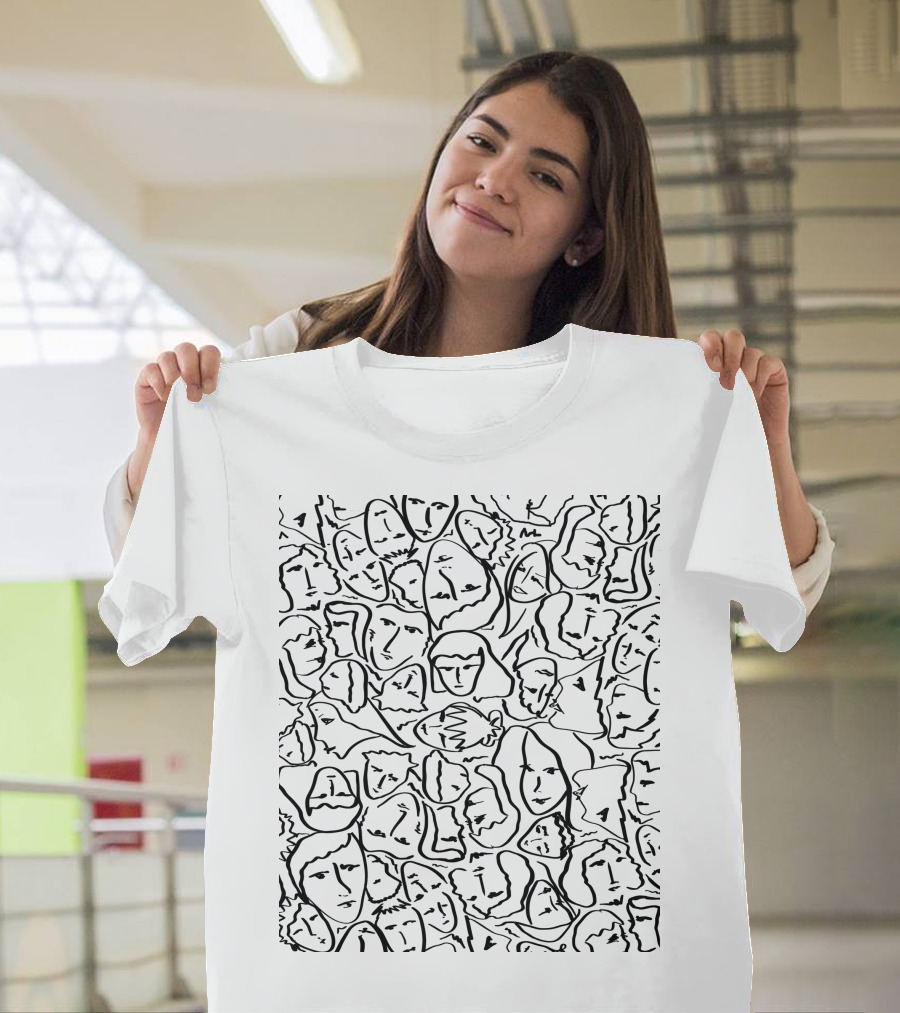 Elios Faces Black Ink Hand Drawn T-Shirt