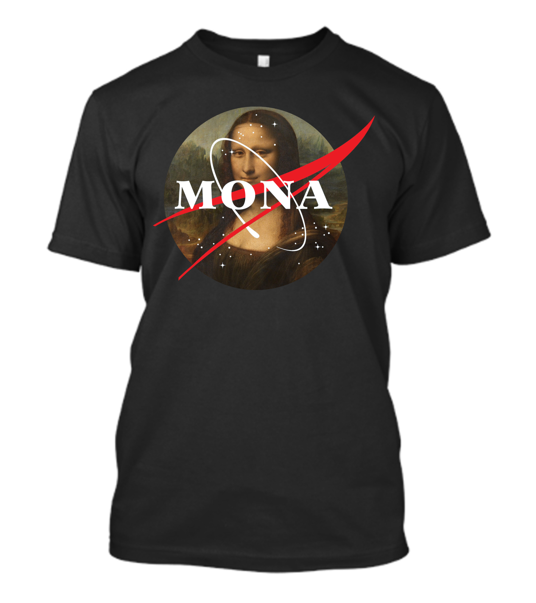 Mona Lisa NASA Logo Parody Gioconda Renaissance Modern T-Shirt