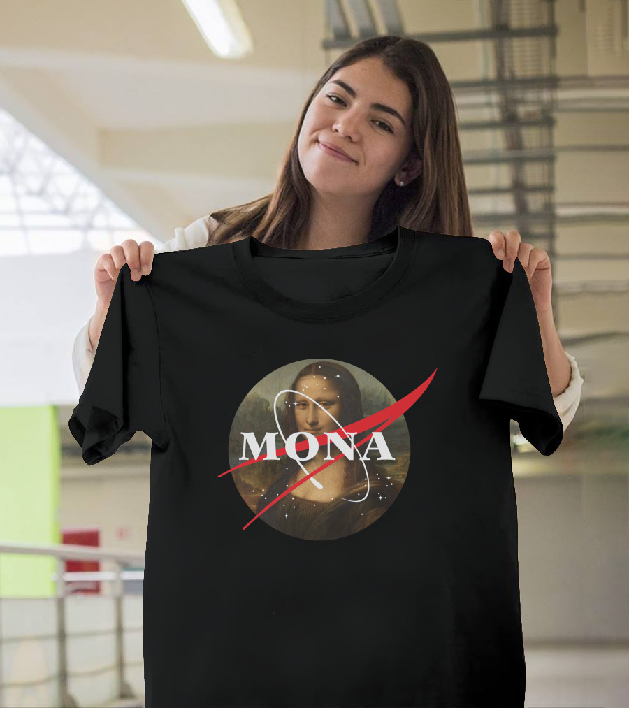 Mona Lisa NASA Logo Parody Gioconda Renaissance Modern T-Shirt