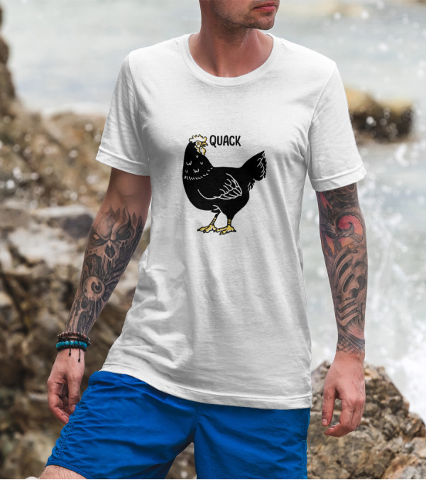 Quack Black Chicken With Yellow Feet T-Shirt