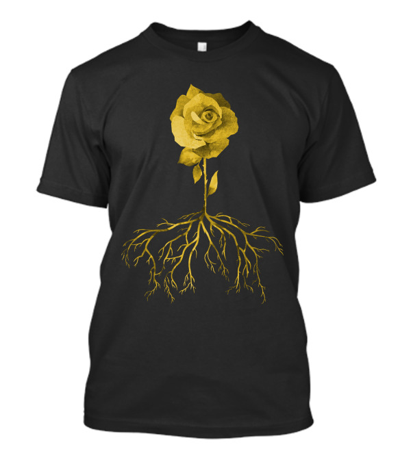 Yellow Rose With Intricate Roots T-Shirt