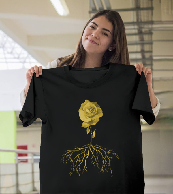 Yellow Rose With Intricate Roots T-Shirt