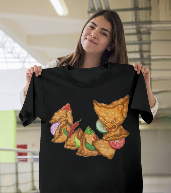 S For Samosa Serpent Snake Samosa Snake With Spicy Ingredients And Chutneys T-Shirt