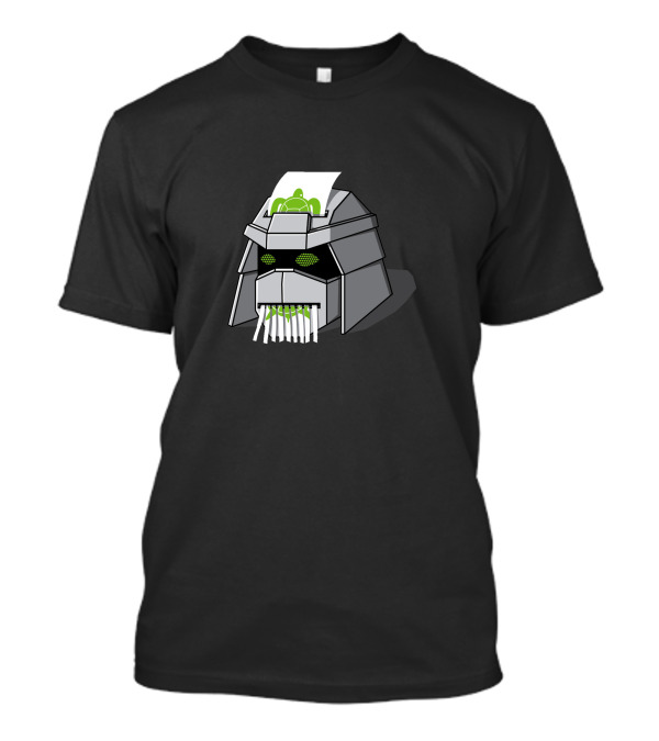 Shredded Helmet With Green Turtle Icon Shredding Paper T-Shirt