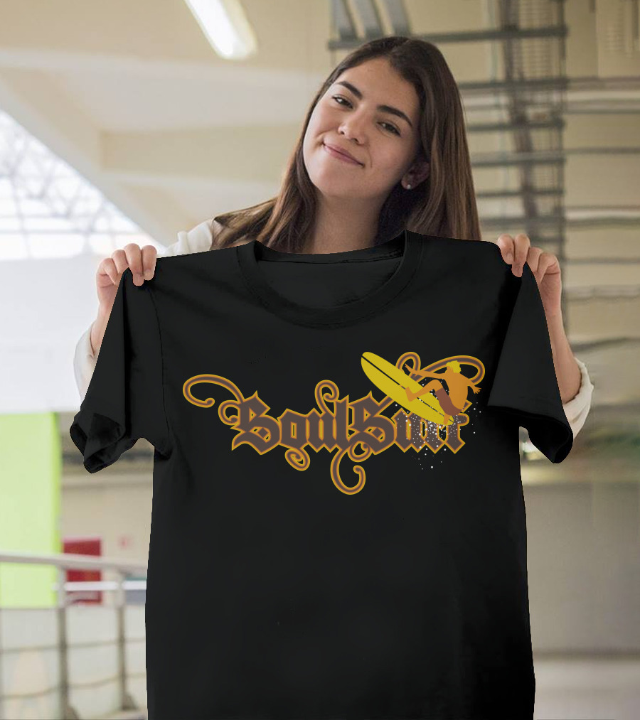 Soul Surf Surfer Riding Yellow Board With Swirls And Curves T-Shirt