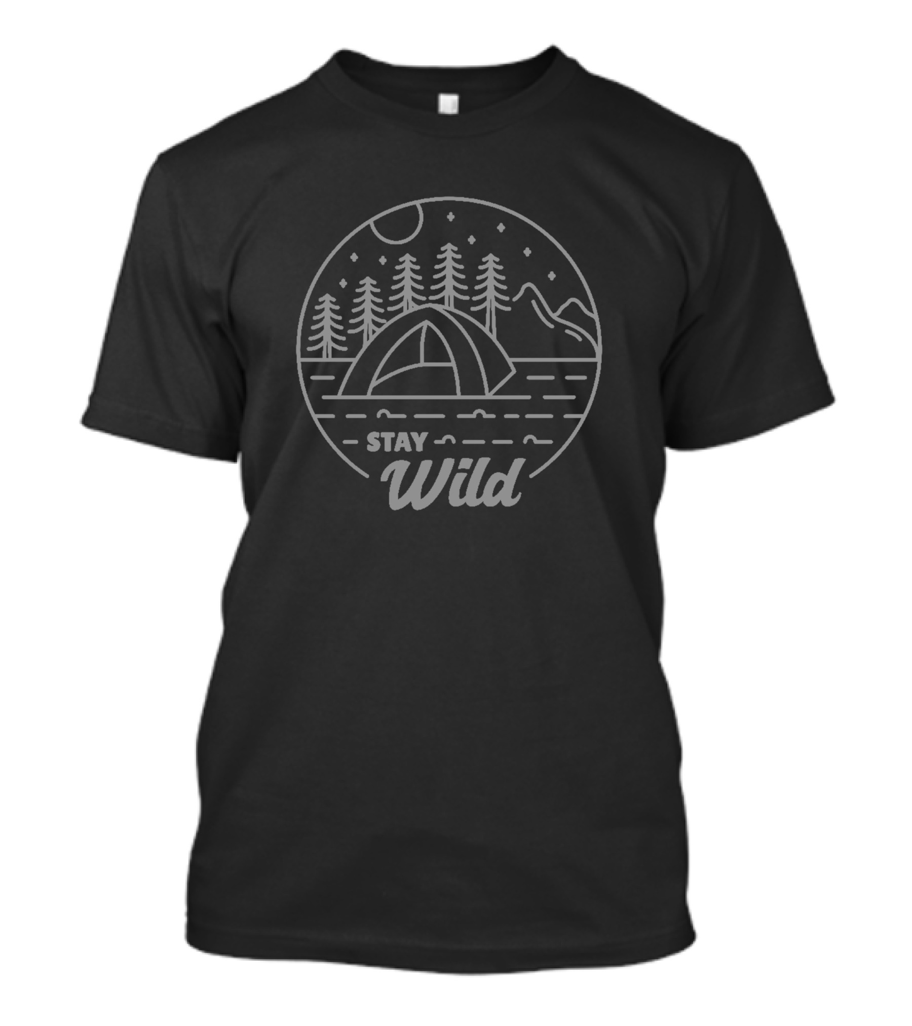 Stay Wild Camping Tent Forest Night Scene T-Shirt