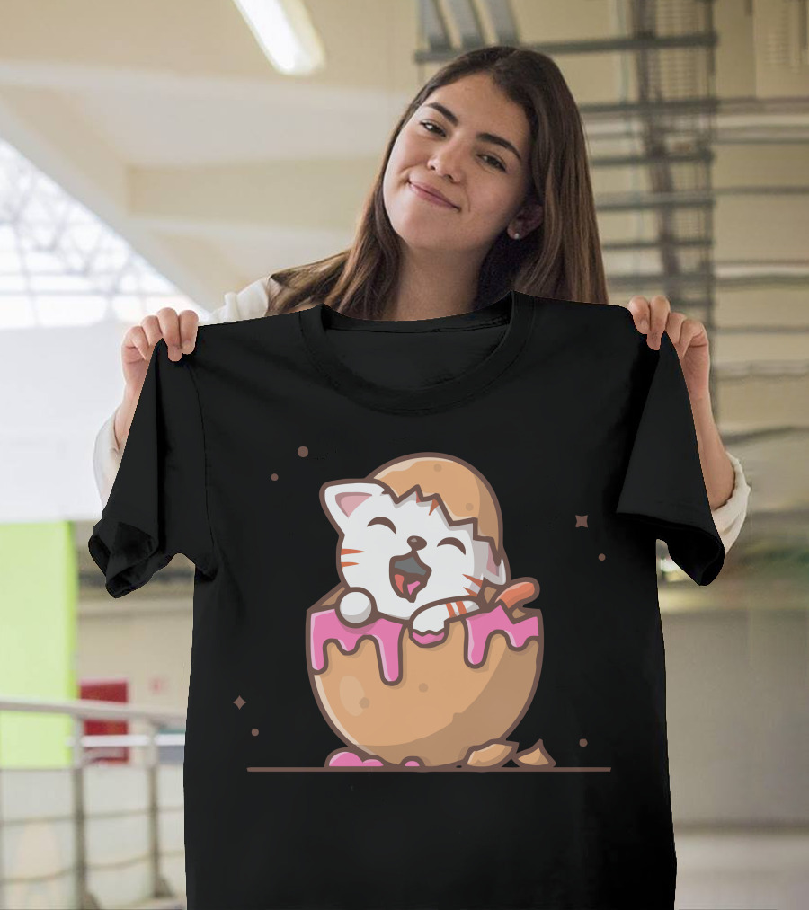 Cat Hatching from Egg with Pink Icing Joy T-Shirt