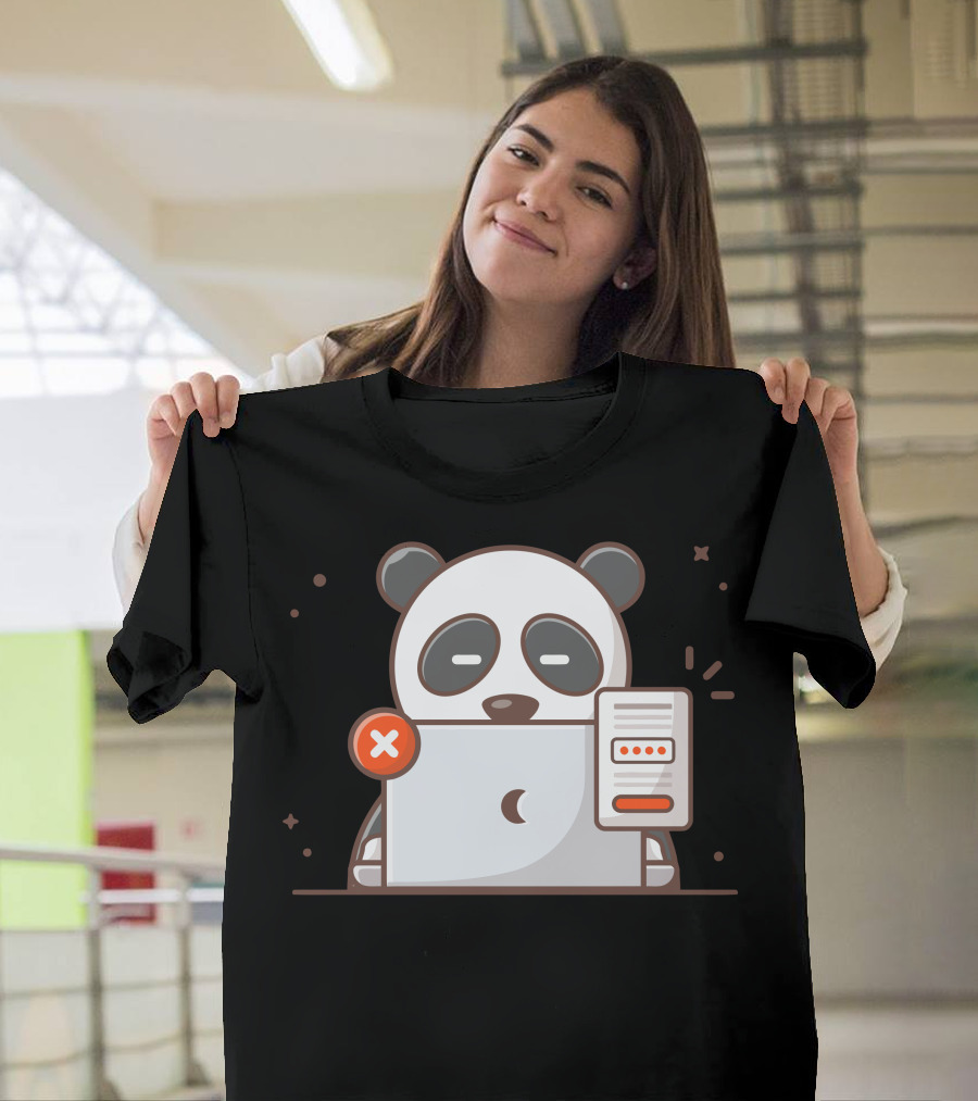 Panda Laptop Error with Password Retry Notification T-Shirt