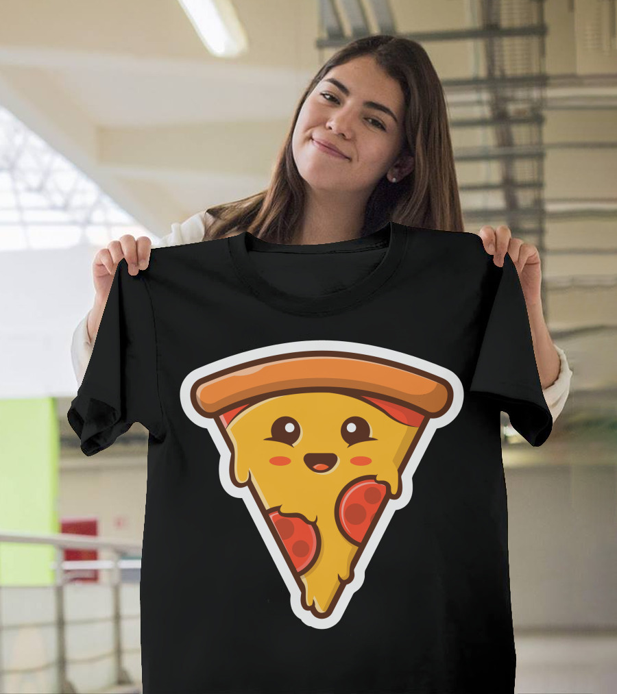 Cute Smiling Pizza with Pepperoni Slices T-Shirt