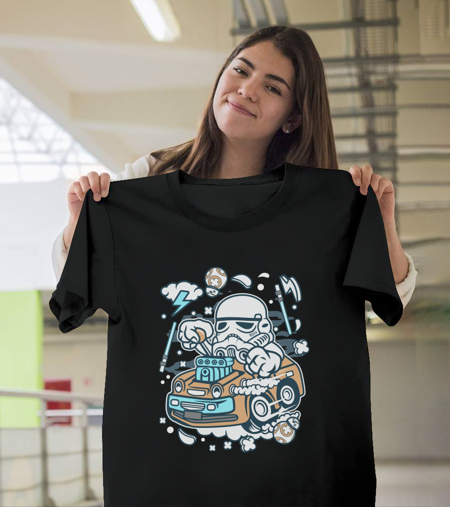Trooper Racing Hotrod with Lightning and Dice Elements T-Shirt