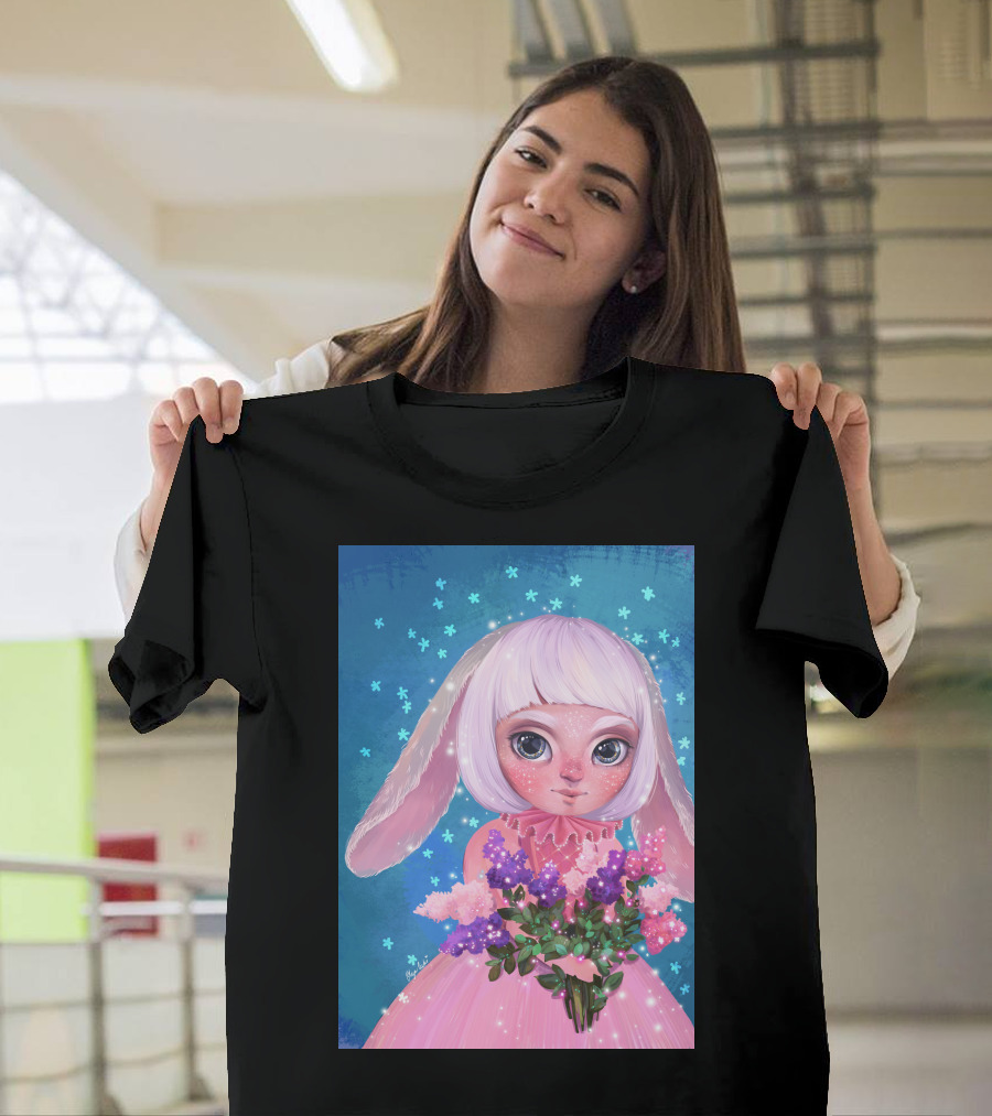 April Rabbit Pastel Bouquet Fantasy T-Shirt