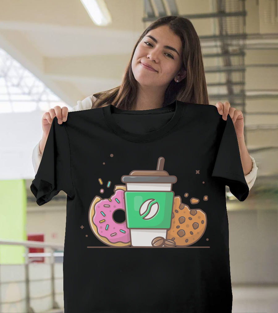 Hot Coffee Donut Cookies Coffee Cup T-Shirt