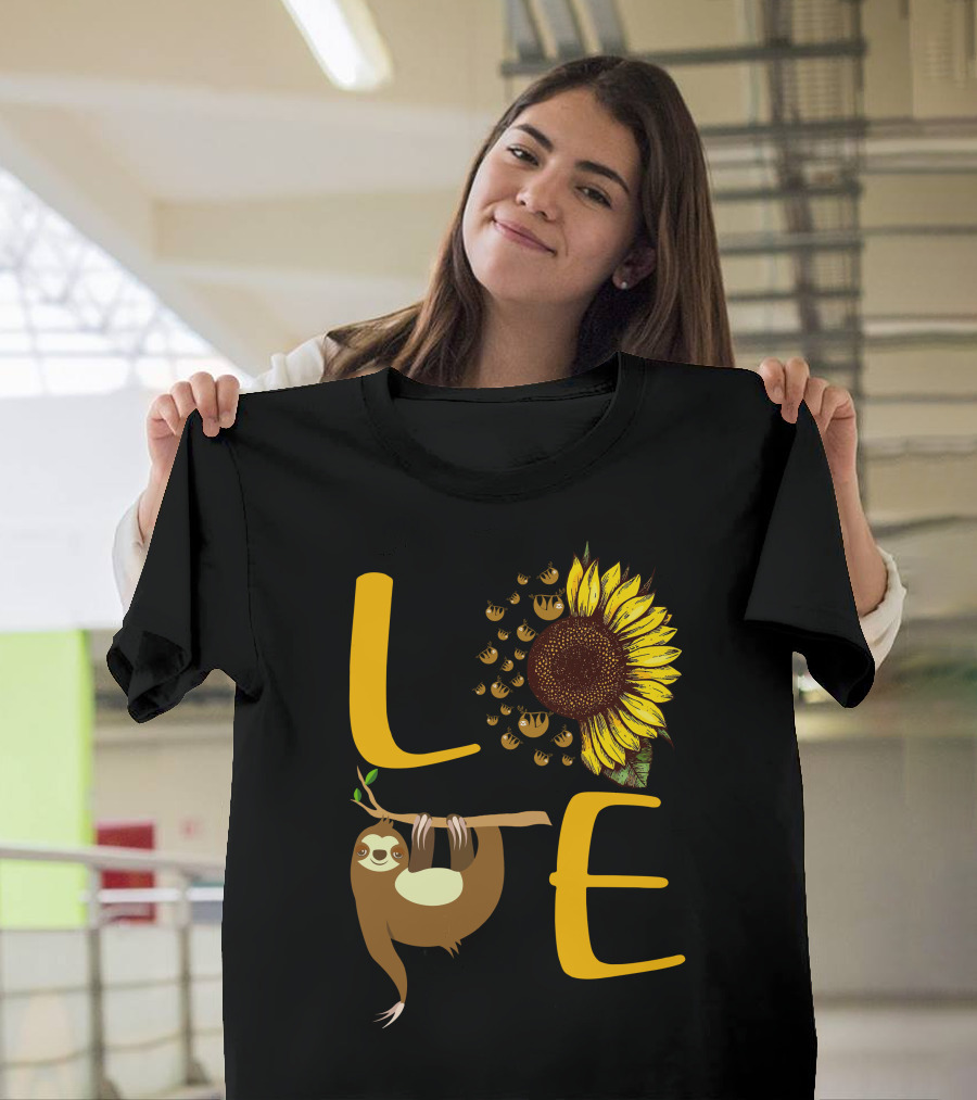 LOVE Sloth Sunflower Bees T-Shirt