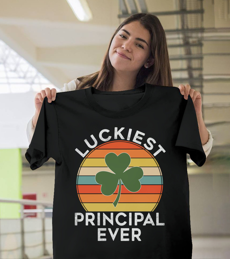 Luckiest Principal Ever Shamrock Stripes T-Shirt