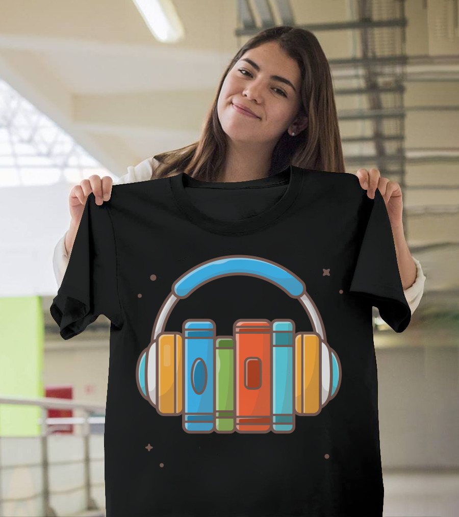 Online Book Music Listening Headphone Books Audio Literature Fusion T-Shirt
