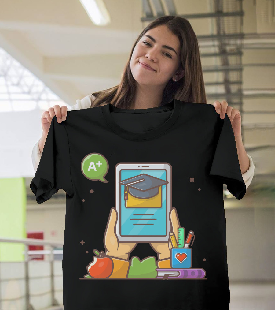 A+ Online Education Learning Tablet Graduation T-Shirt