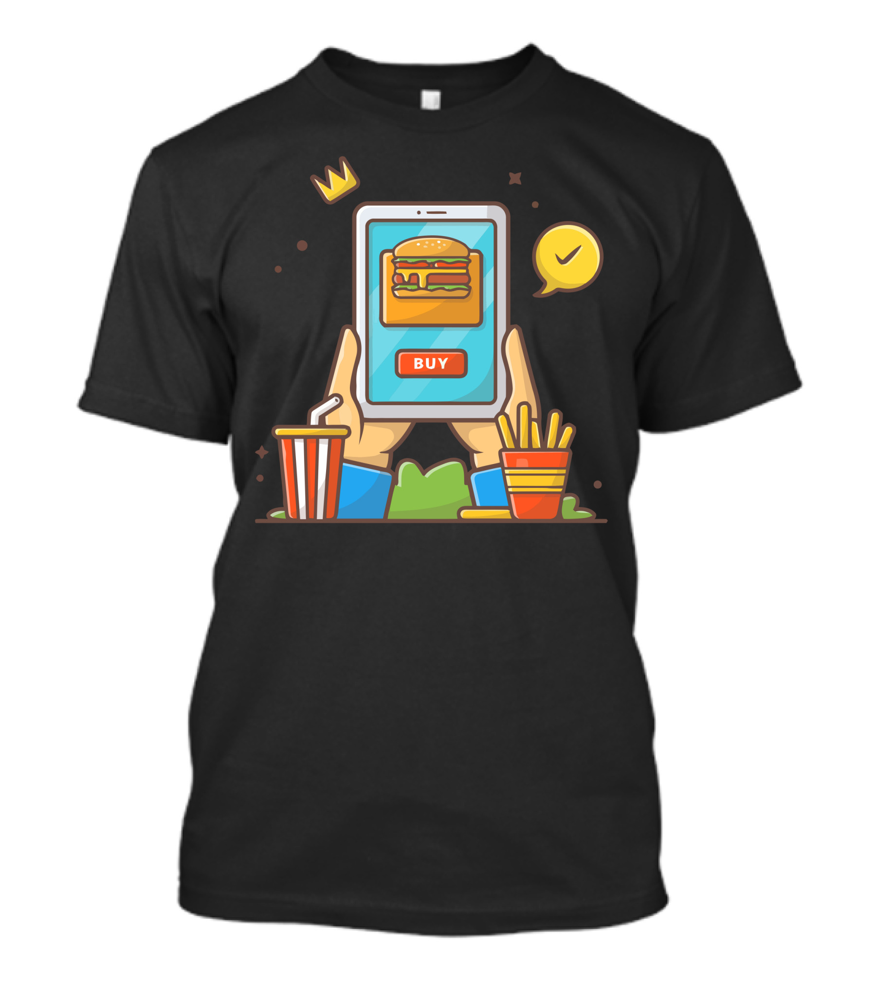 Online Fast Food Order Burger Fries Drink Tablet Buy T-Shirt