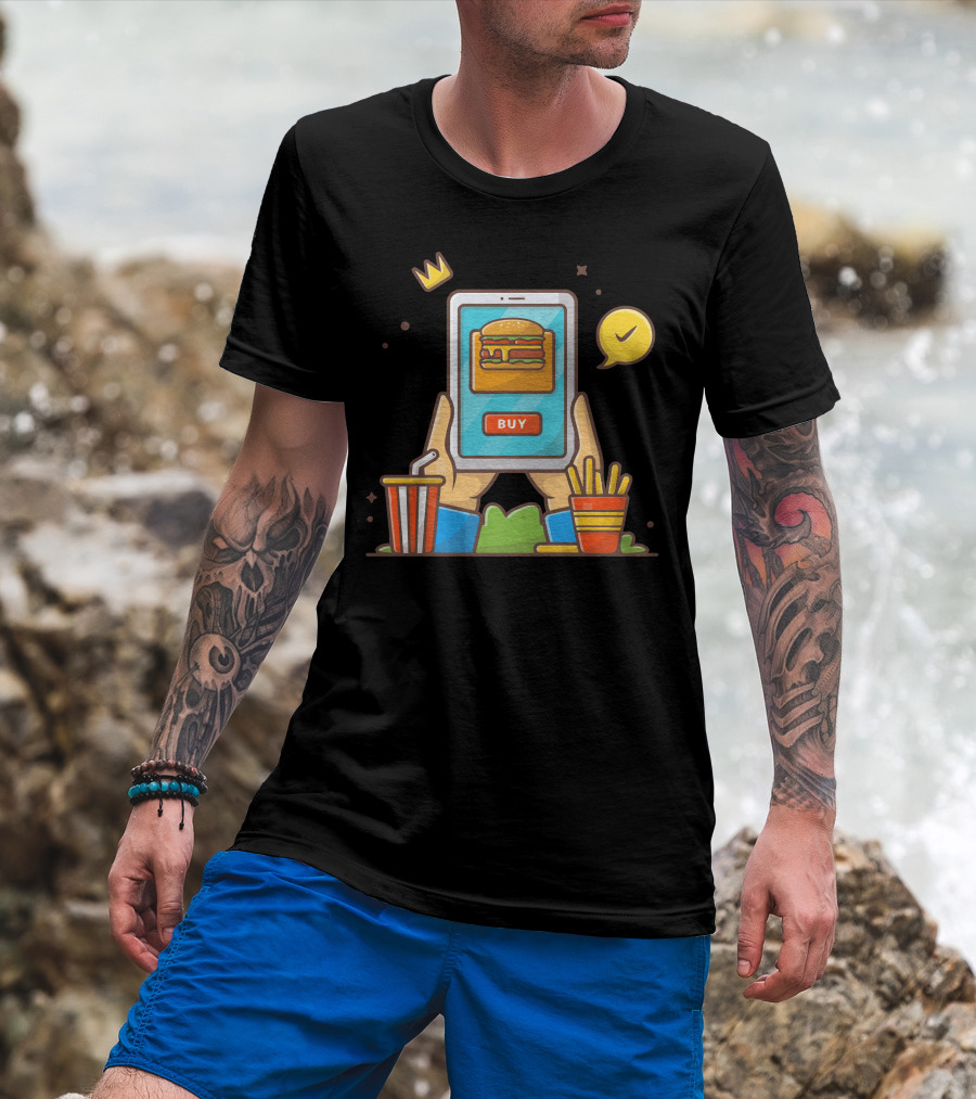 Online Fast Food Order Burger Fries Drink Tablet Buy T-Shirt