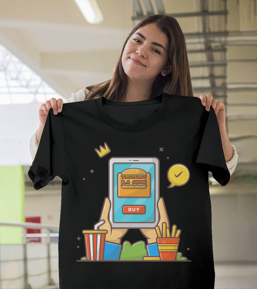 Online Fast Food Order Burger Fries Drink Tablet Buy T-Shirt
