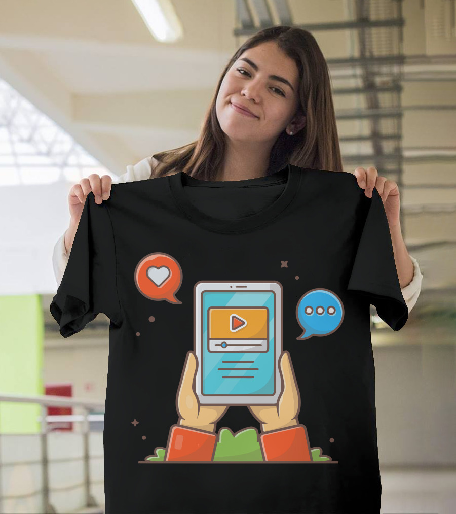Online Streaming Video Interactive Tablet with Love and Comment Icons T-Shirt