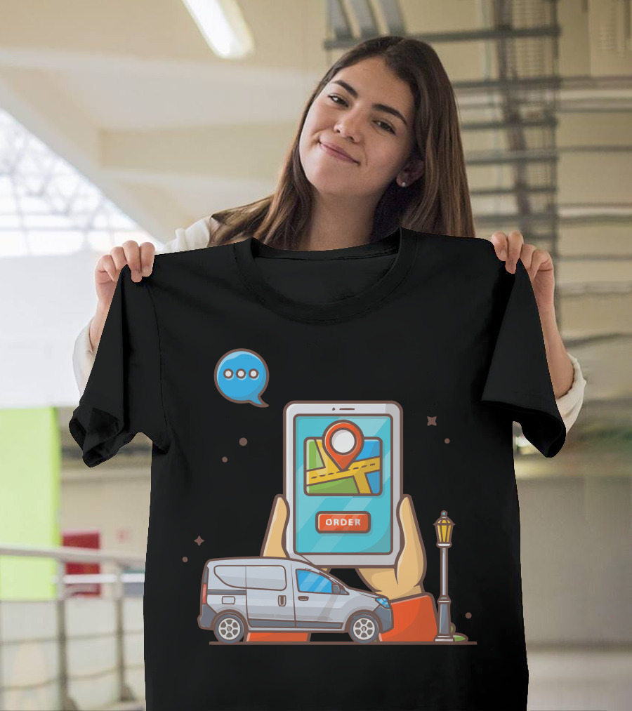 Order Navigation with Online Transportation Location and Vehicle Tracking T-Shirt