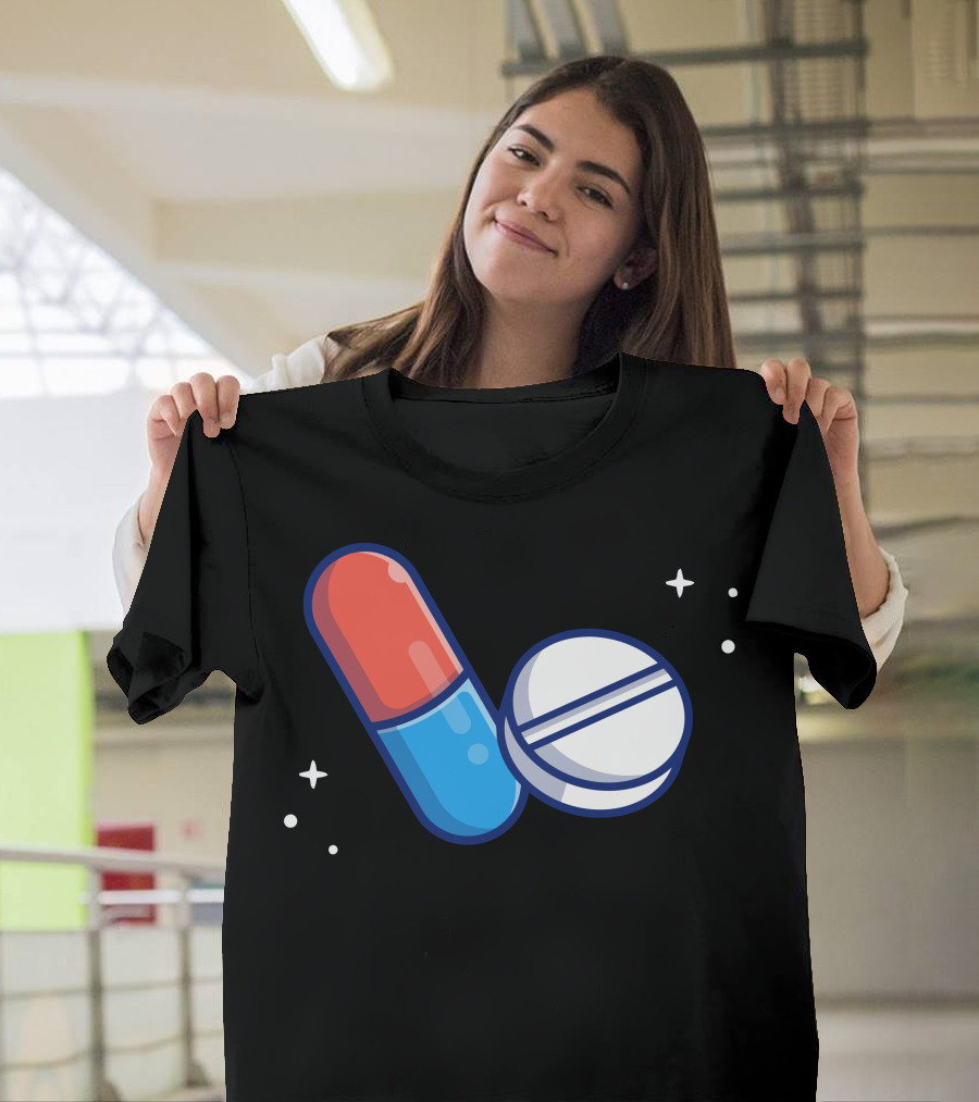 Tablet Capsule Medicine Space Stars T-Shirt