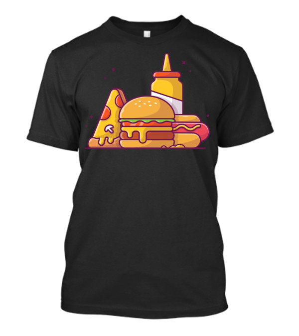 Tasty Combo Menu Mustard Hotdog Pizza Slice Hamburger T-Shirt