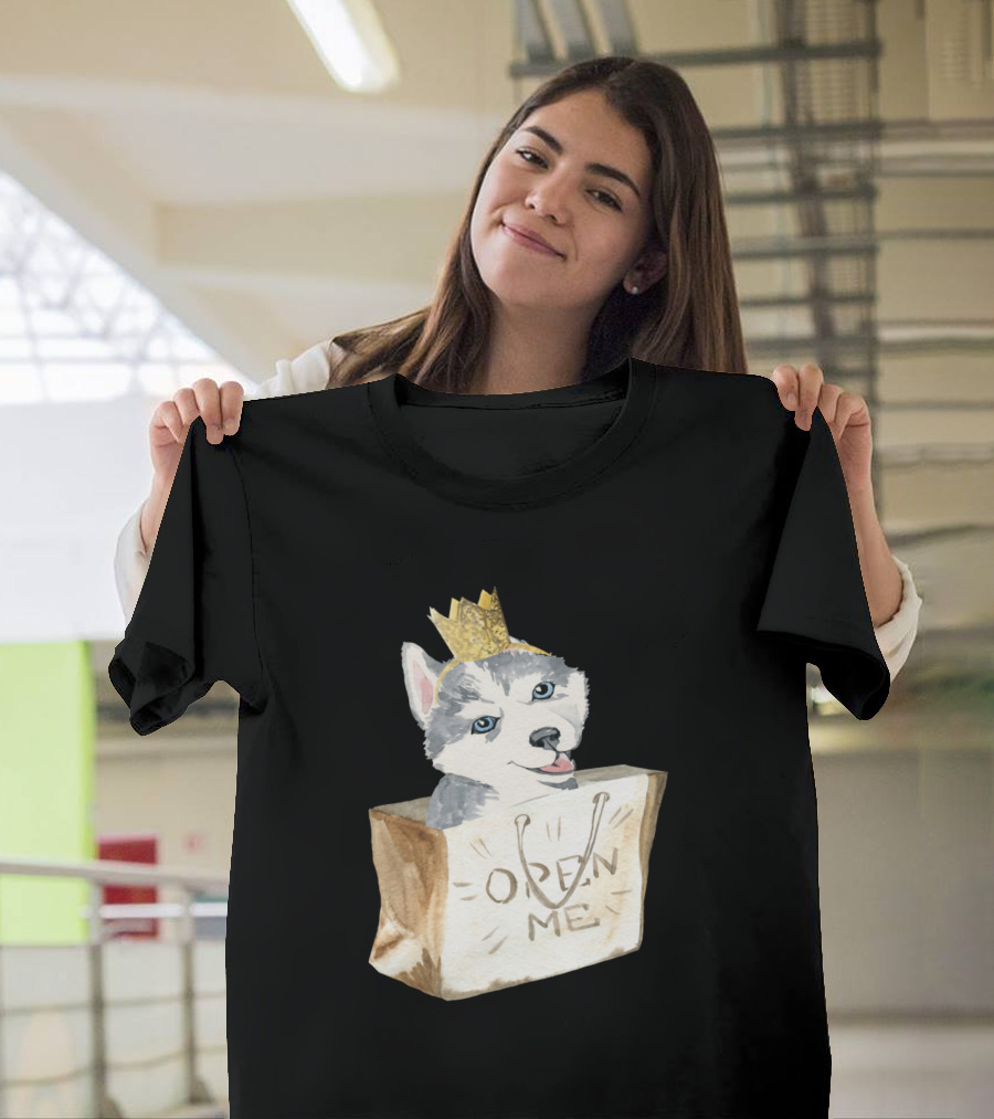 Dog Husky Open Me Crown Bag T-Shirt