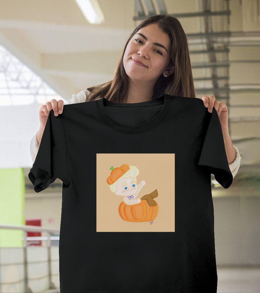 Pumpkin Angel Kid in Pumpkin Hat and Bow Tie T-Shirt