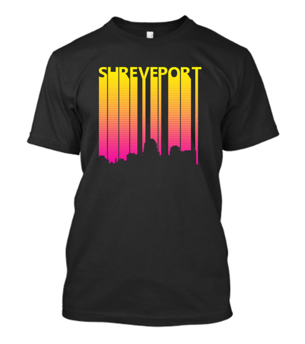 Shreveport Retro 1980s Color Gradient Skyline T-Shirt