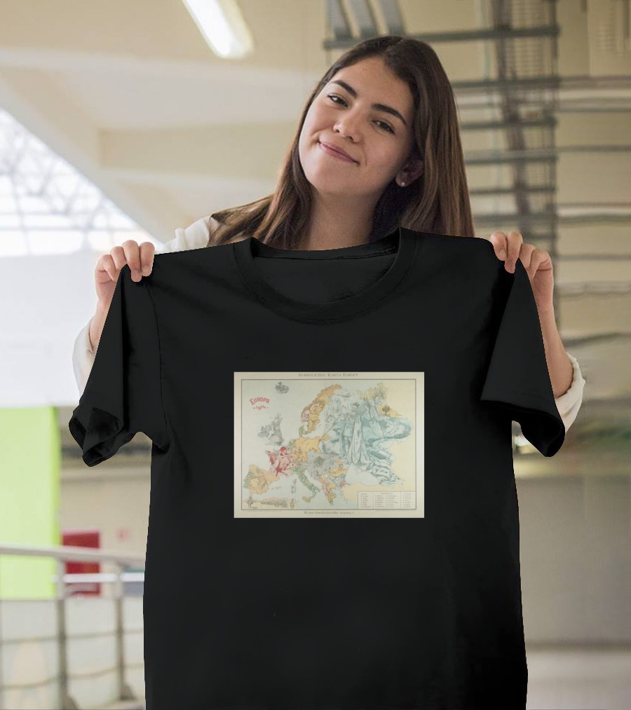 Symbolická Karta Evropy Europa 1914 Vintage Europe Wwi Illustrative Map 1915 T-Shirt