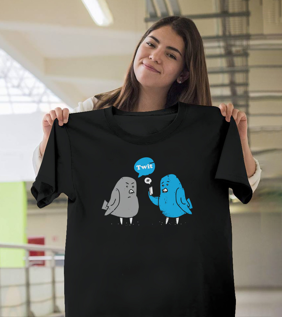Twit Hashtag Birds with Smartphone Interaction T-Shirt