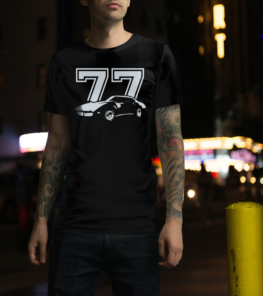 1977 Chevrolet Corvette Car Illustration With Number 77 T-Shirt
