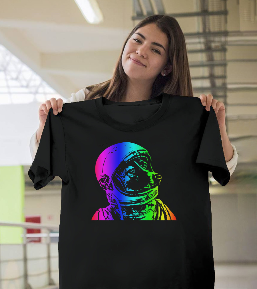 Rainbow Space Dog Astronaut T-Shirt