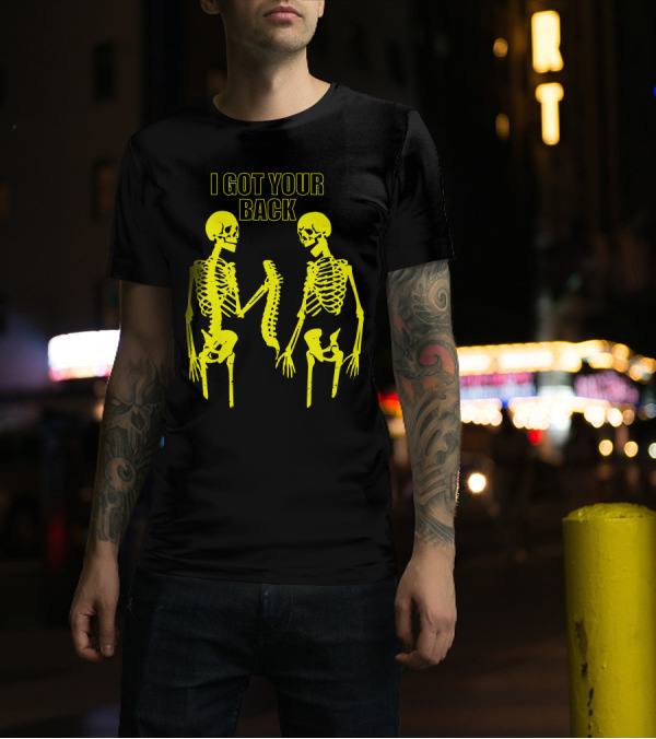 Halloween Skeleton I Got Your Back Halloween Skeletons Yellow T-Shirt