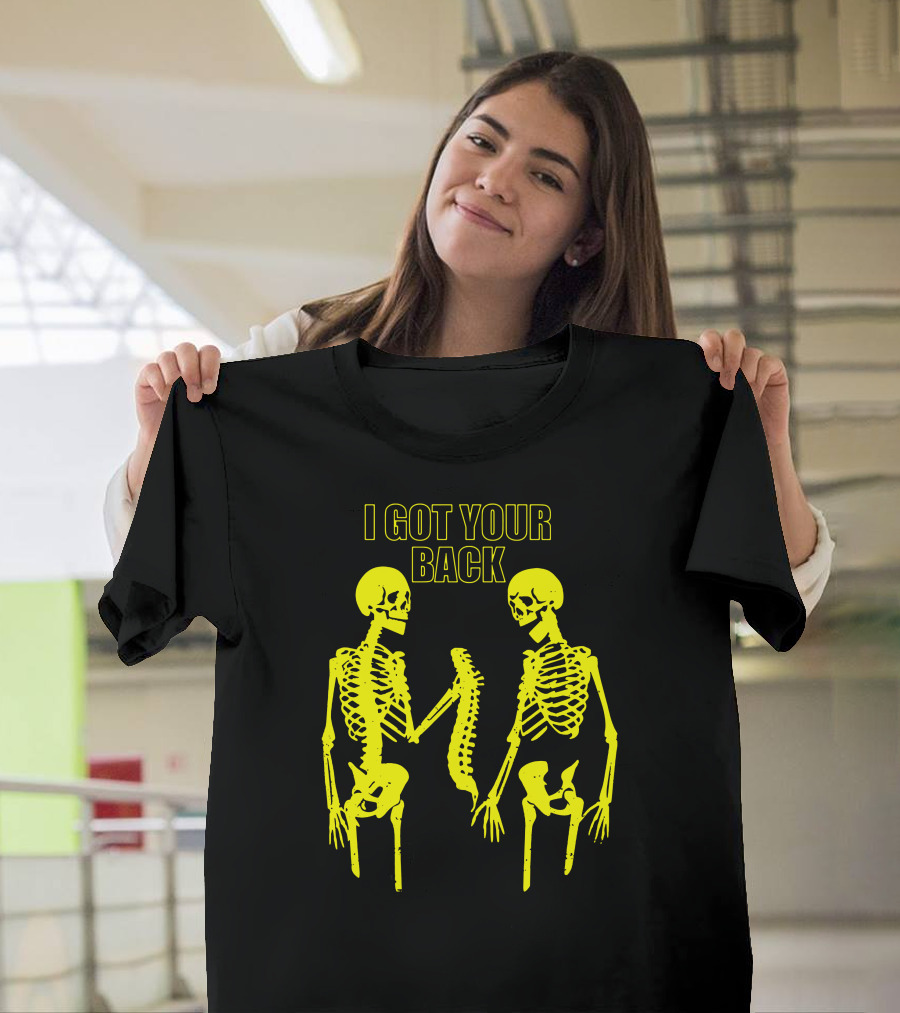 Halloween Skeleton I Got Your Back Halloween Skeletons Yellow T-Shirt