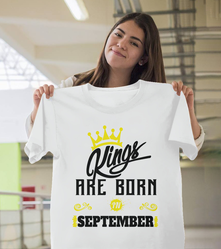 Kings Are Born In September Crown Symbol T-Shirt