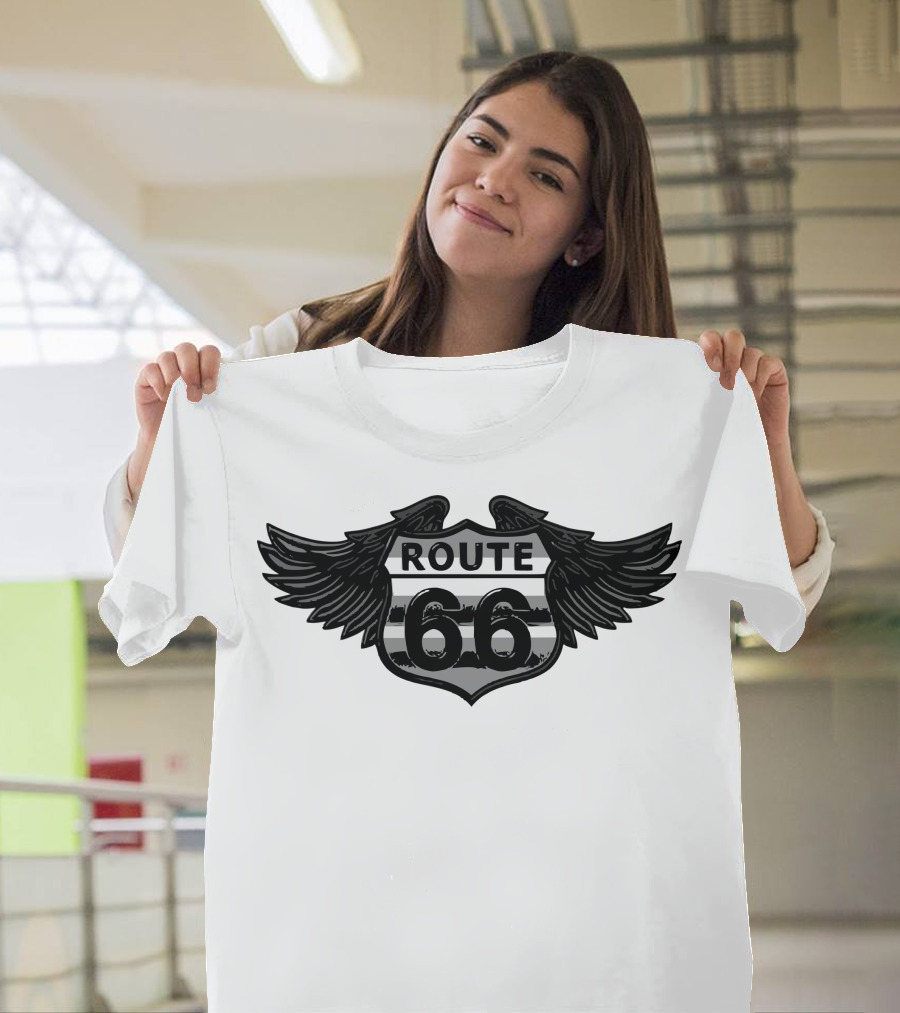 Route 66 Wings Badge T-Shirt