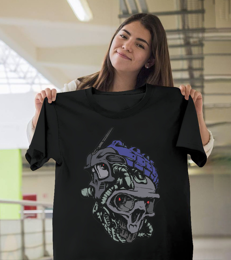 Skull Modile Head Robotic Helmet Fusion T-Shirt